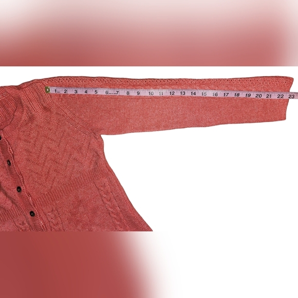 Sundance Womens Villa Cable Knit Coral Cardigan Sweater Size Medium - Picture 11 of 13